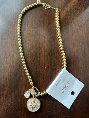 J. Crew Gold Star Charm Beaded Necklace